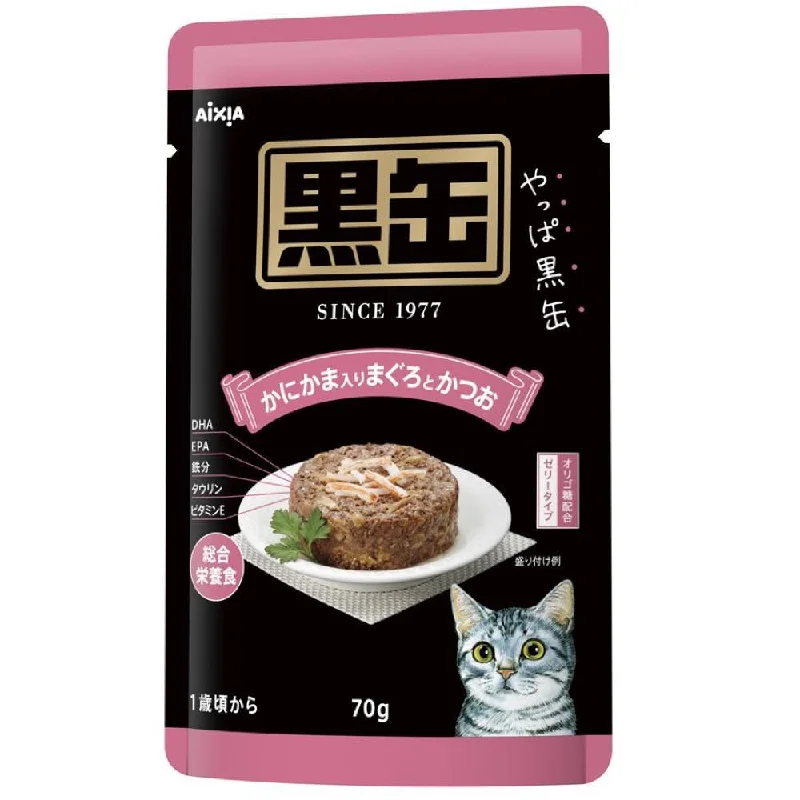 Aixia Kuro-Can Tuna & Skipjack With Crabstick Pouch Cat Food 70g x 12