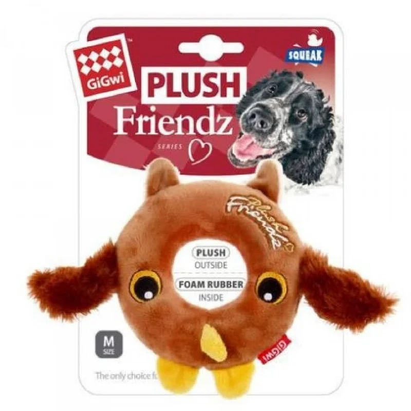 GiGwi - PLUSH FRIENDZ With Foam Rubber Ring and Squeaker - Owl