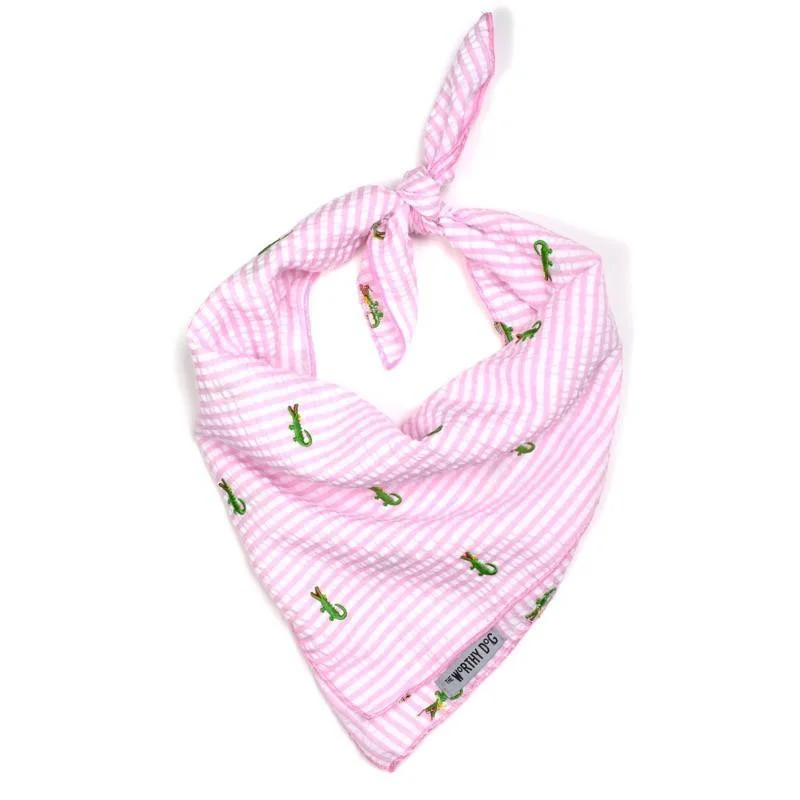 Pink Stripe Alligator Dog Bandana